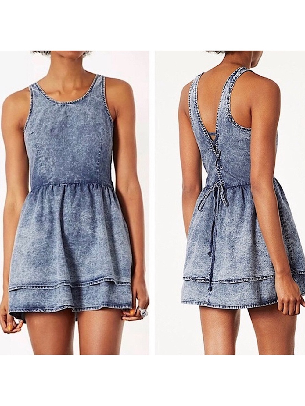 $8 if bundled NWOT Noble U Los Angeles Acid Wash Chambray Corset Back Size Mediu
